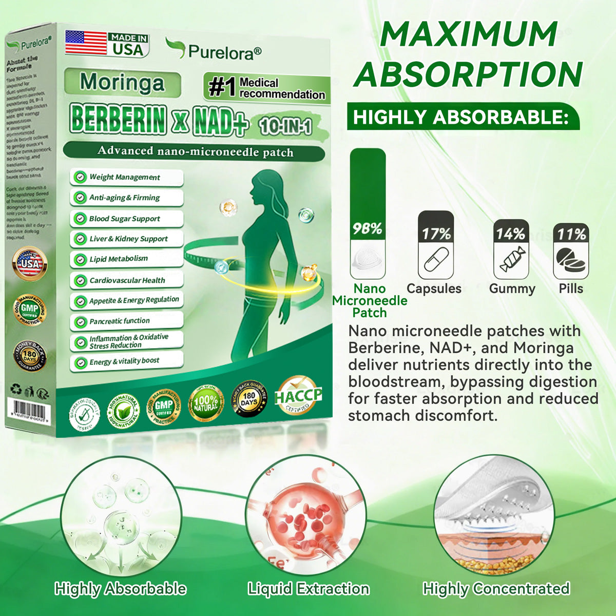 ⭐ Top Rated | Purelora® Moringa Berberine × NAD⁺ 10-in-1 Nano Microneedle Patch (Just once daily, visible changes in 7 days) ✅ Supports weight management, loose skin, diabetes care, sleep apnea, joint comfort, and more