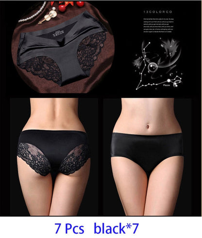 7Pcs Women's Pants exy Panties 2022 Women's Iace lingerie Solid Color Seamless briefs Mid-Rise Briefs Woman cotton underwear